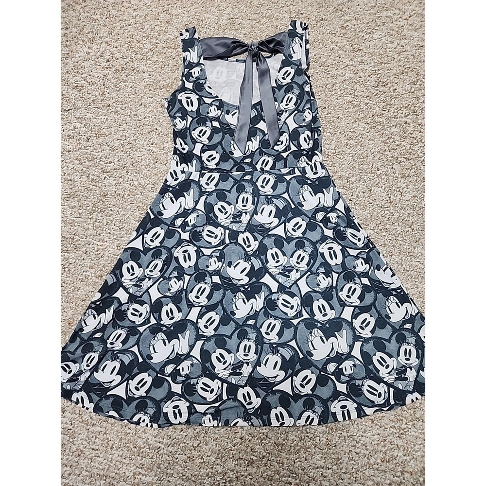 Disney Boutique Mickey Miney Dress Black Gray AOP Small Official - Picture 8 of 16